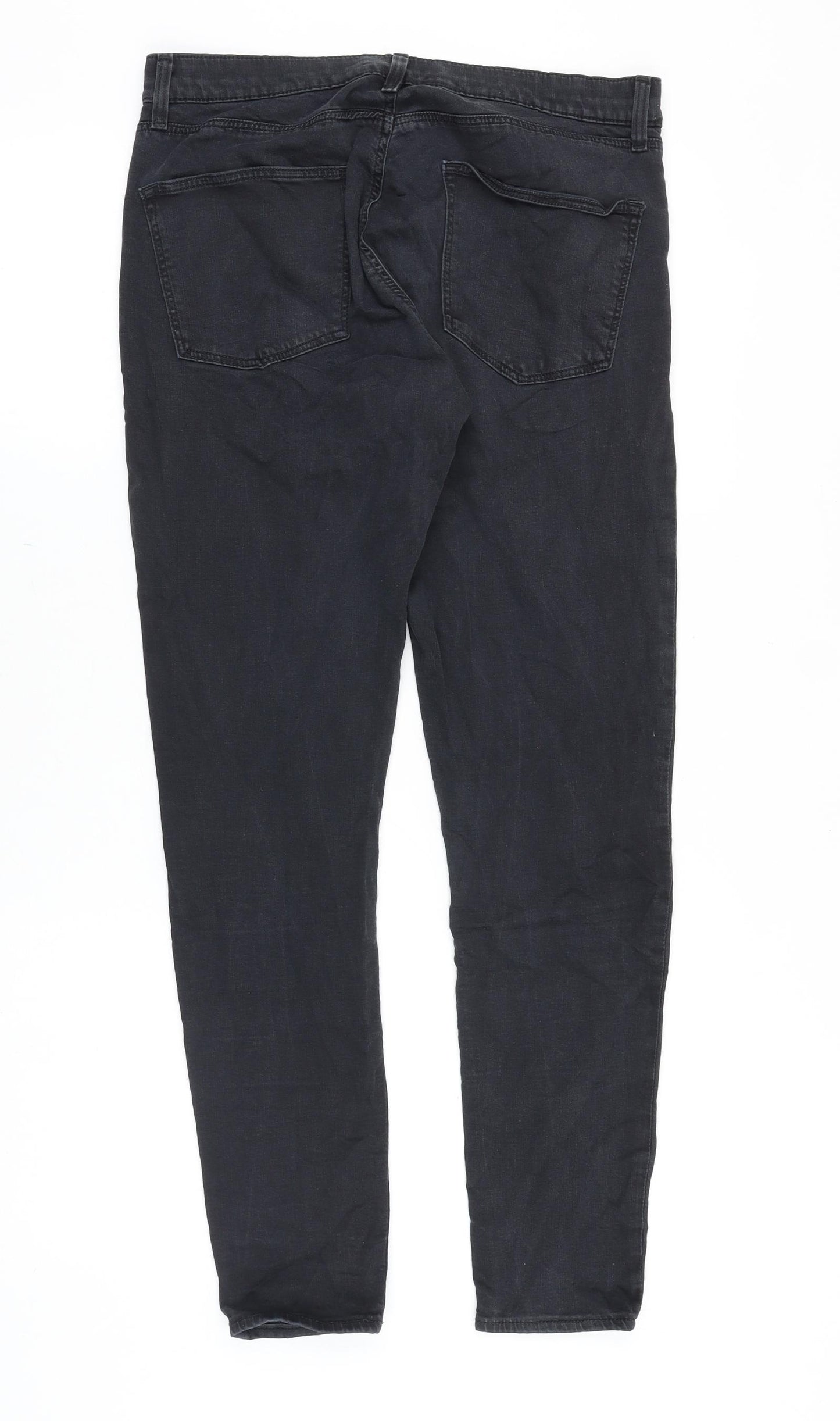Topshop Womens Black Cotton Skinny Jeans Size 32 in Slim Zip