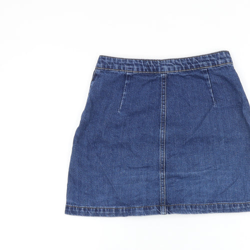 Topshop Womens Blue Cotton Straight & Pencil Skirt Size 26 in Button