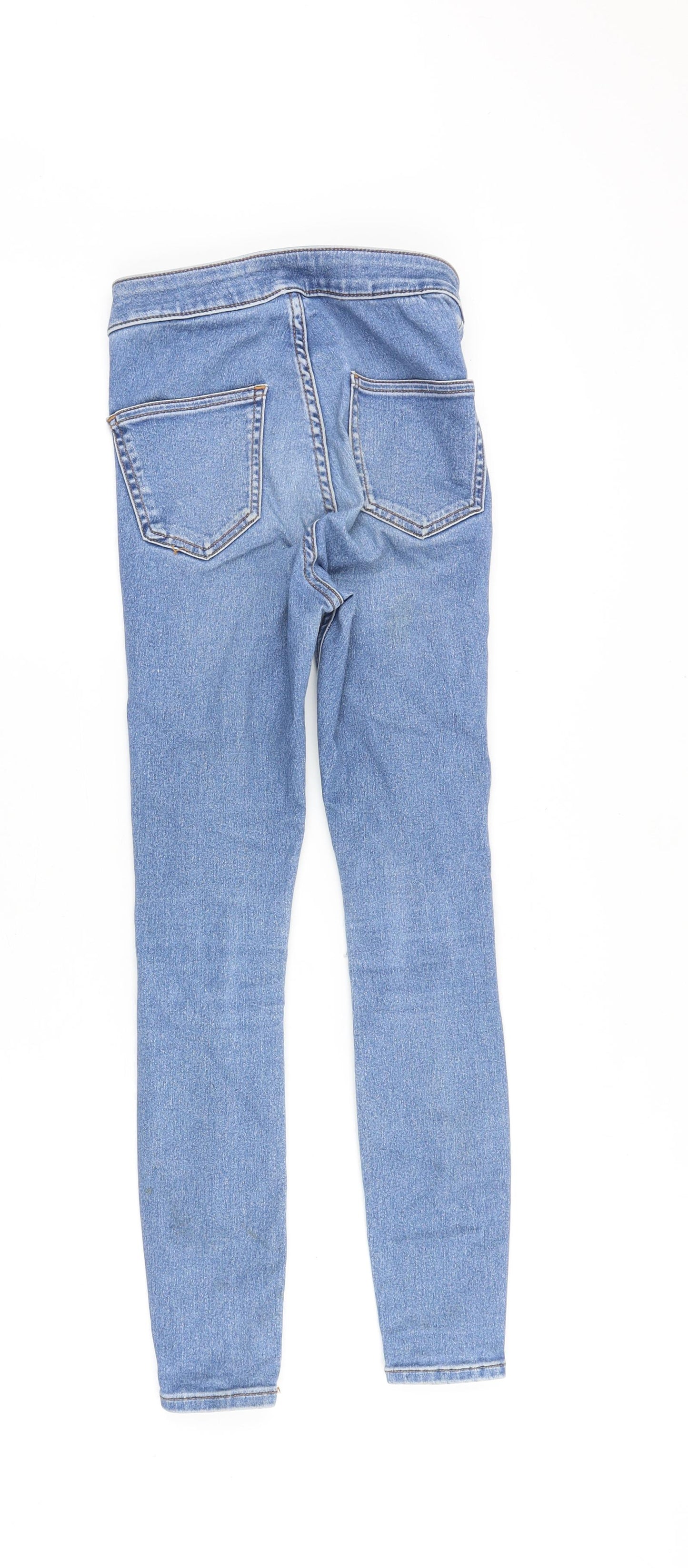 New Look Girls Blue Cotton Skinny Jeans Size 11 Years Slim Zip - Distressed
