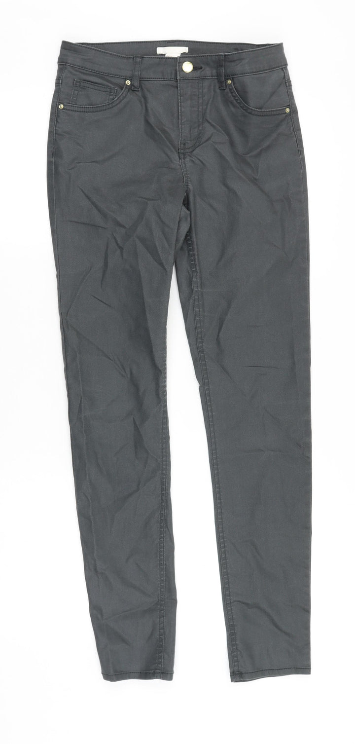 H&M Womens Grey Cotton Skinny Jeans Size 8 Regular Zip