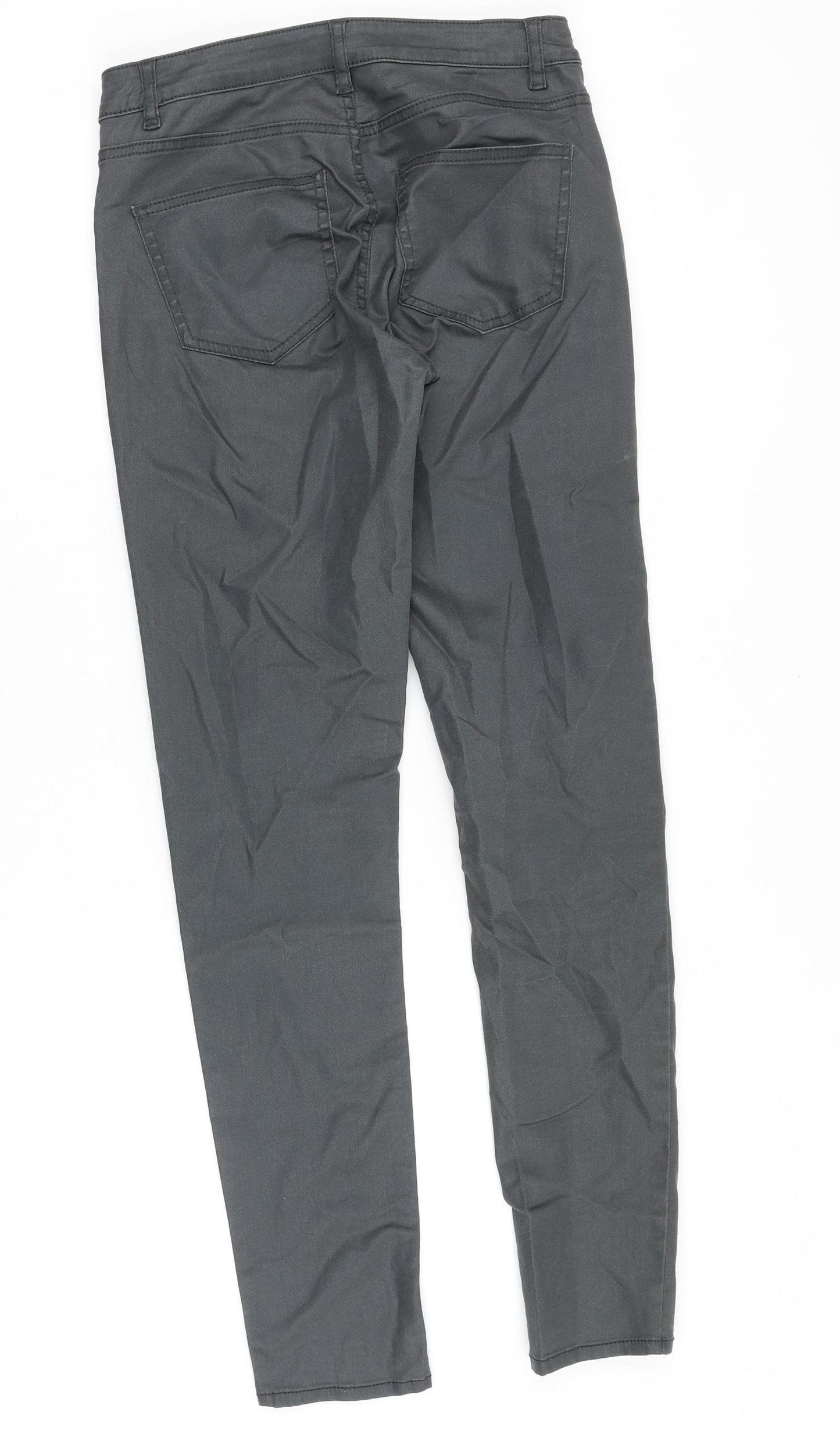 H&M Womens Grey Cotton Skinny Jeans Size 8 Regular Zip