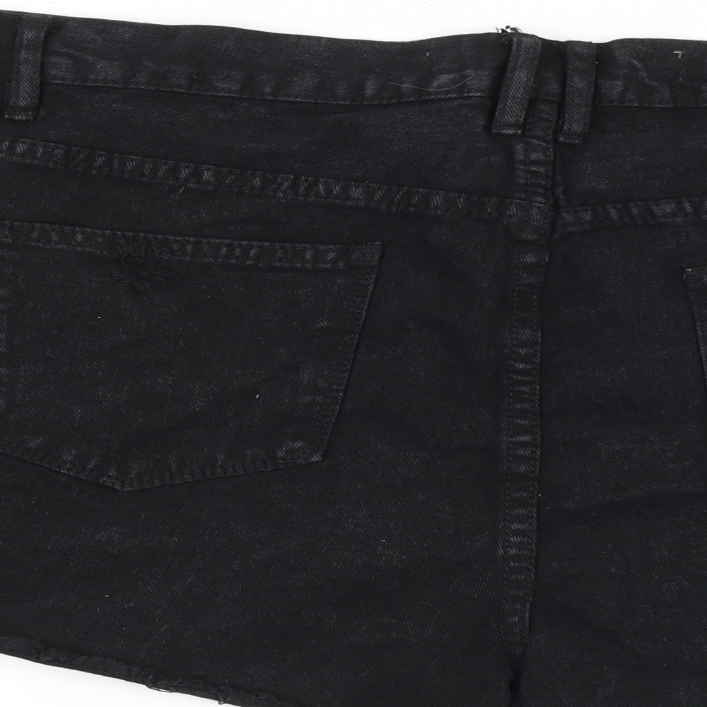 Denim & Co. Womens Black Cotton Cut-Off Shorts Size 18 Regular Zip - Distressed