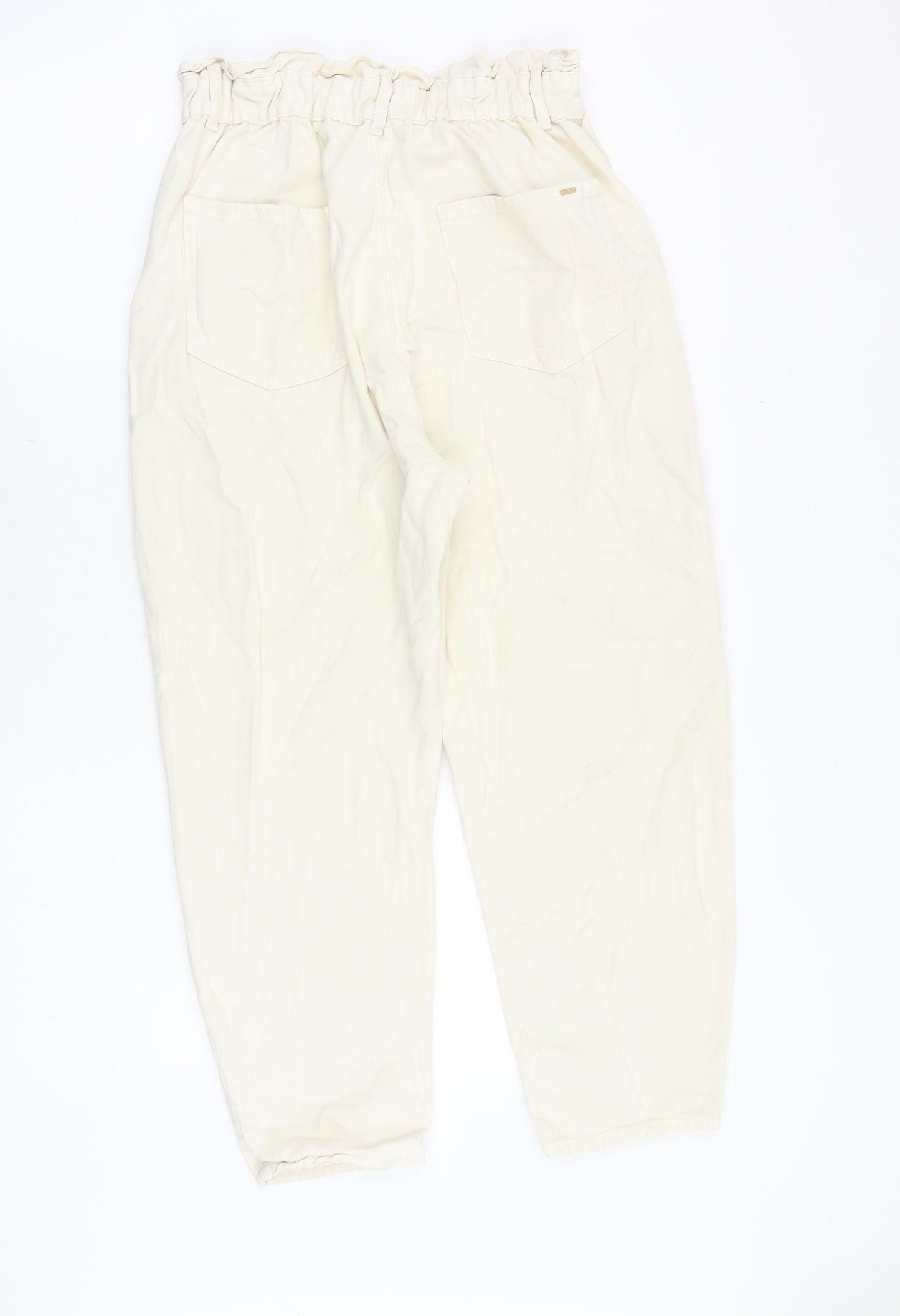 Zara Womens Beige Cotton Mom Jeans Size 10 Regular Zip