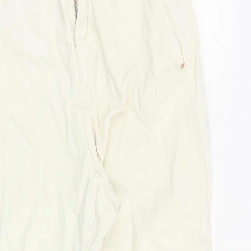 Zara Womens Beige Cotton Mom Jeans Size 10 Regular Zip