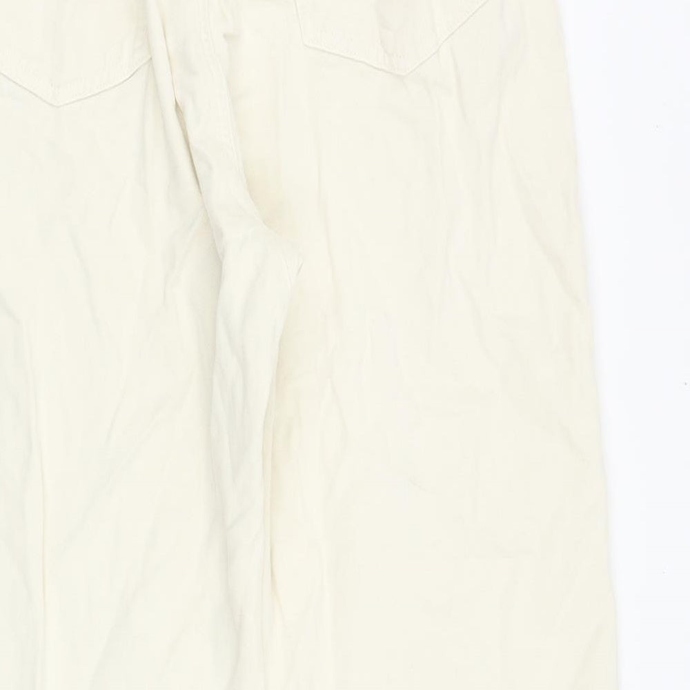 Zara Womens Beige Cotton Mom Jeans Size 10 Regular Zip