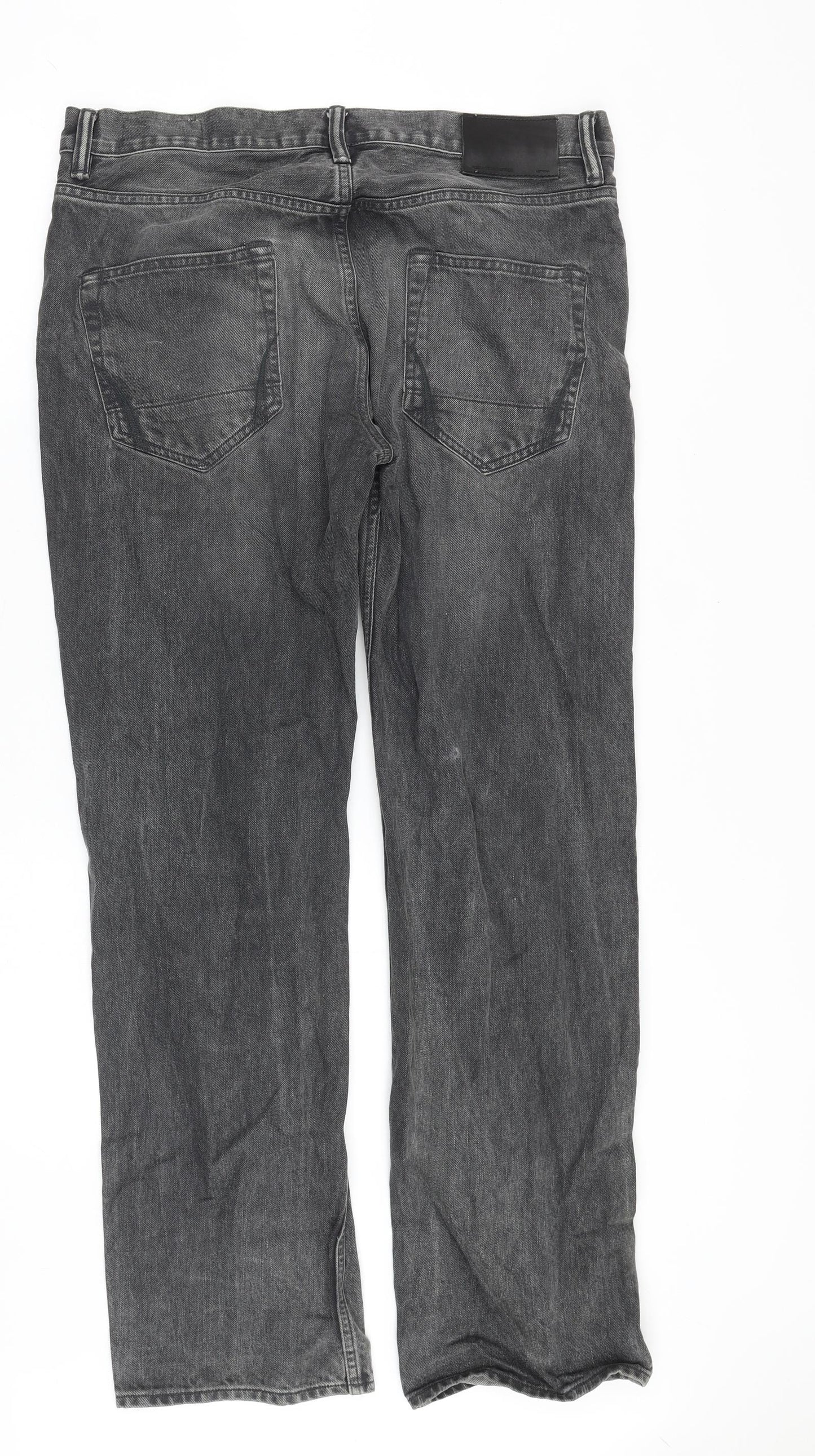 AllSaints Mens Grey Cotton Straight Jeans Size 34 in Regular Zip