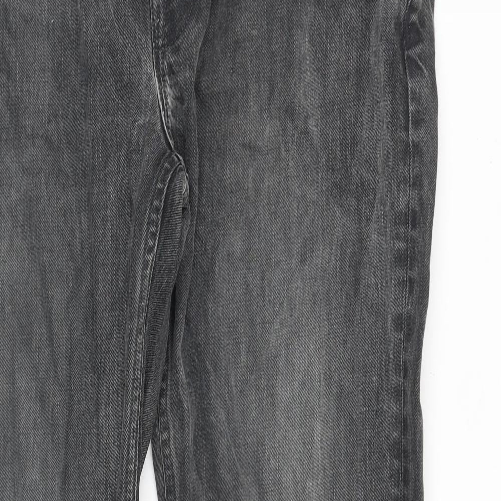 AllSaints Mens Grey Cotton Straight Jeans Size 34 in Regular Zip