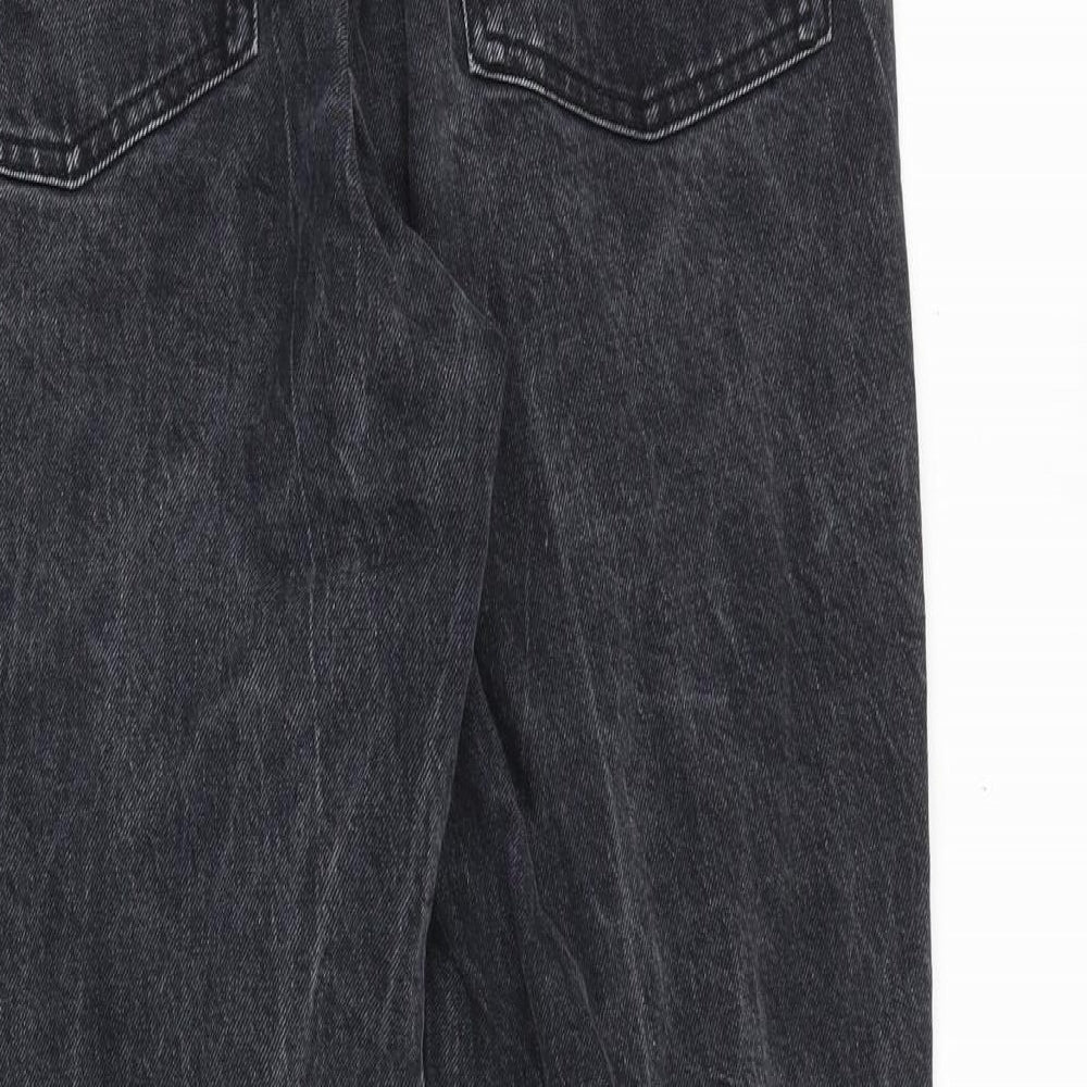 Zara Womens Black Cotton Straight Jeans Size 14 Regular Zip