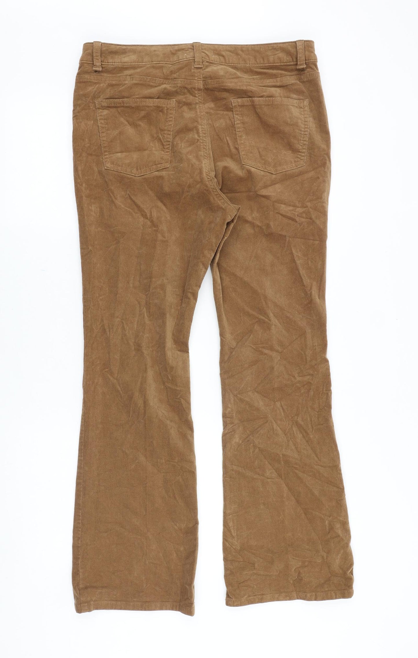 TU Womens Brown Cotton Trousers Size 14 Regular Zip