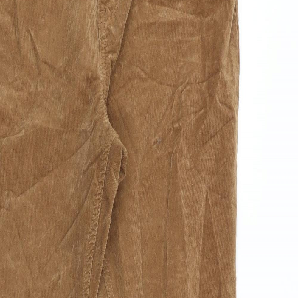 TU Womens Brown Cotton Trousers Size 14 Regular Zip