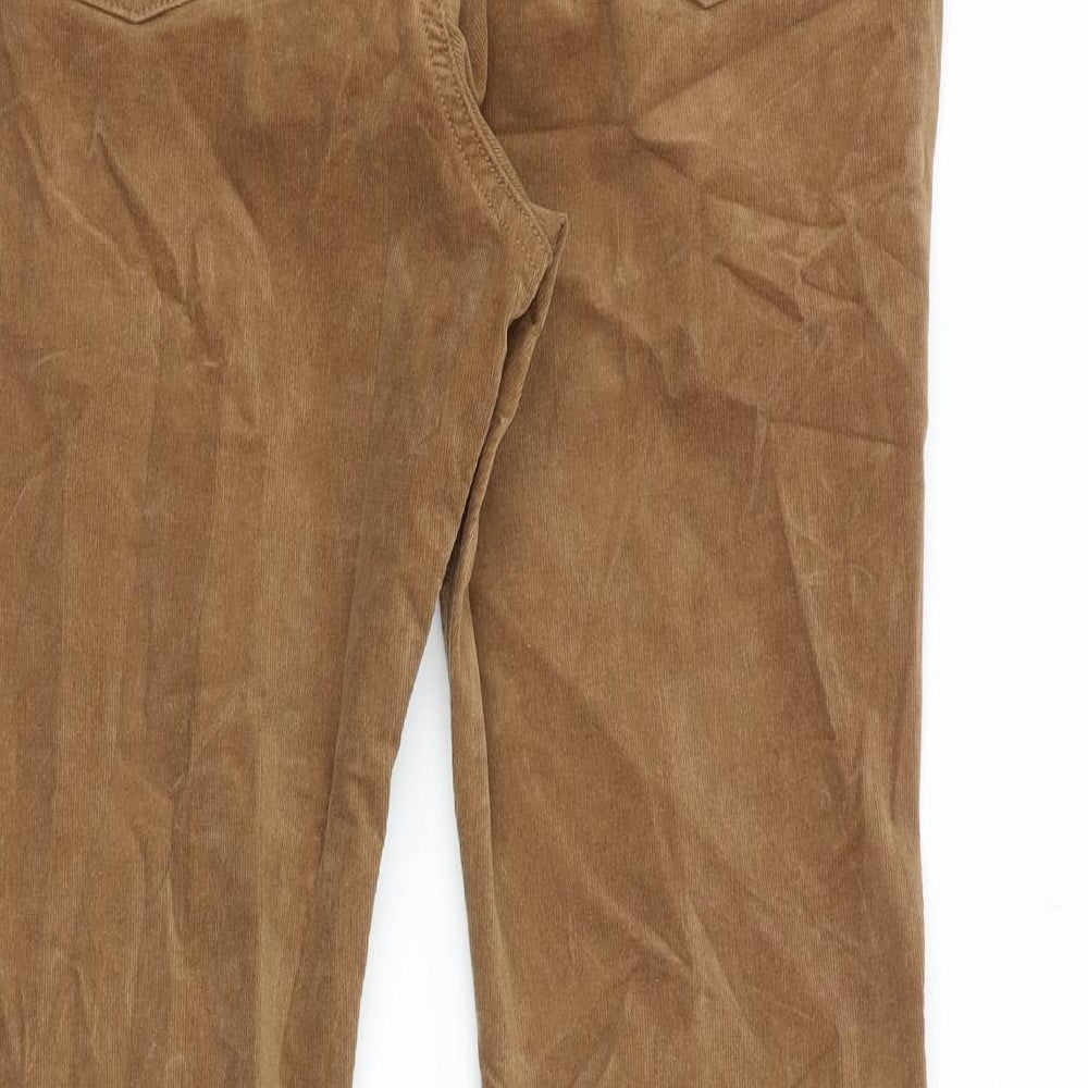 TU Womens Brown Cotton Trousers Size 14 Regular Zip