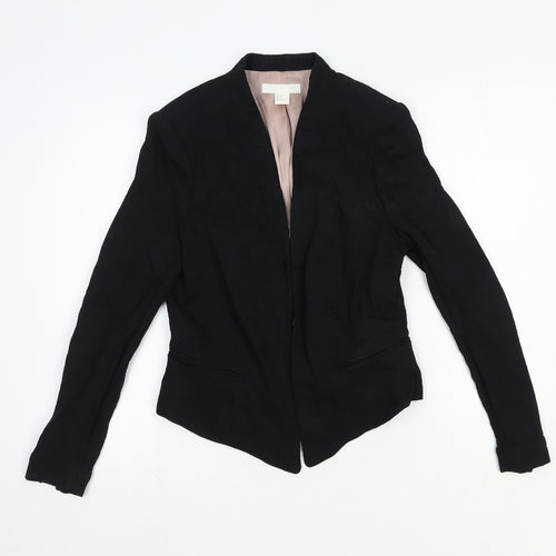 H&M Womens Black Cotton Jacket Blazer Size 12