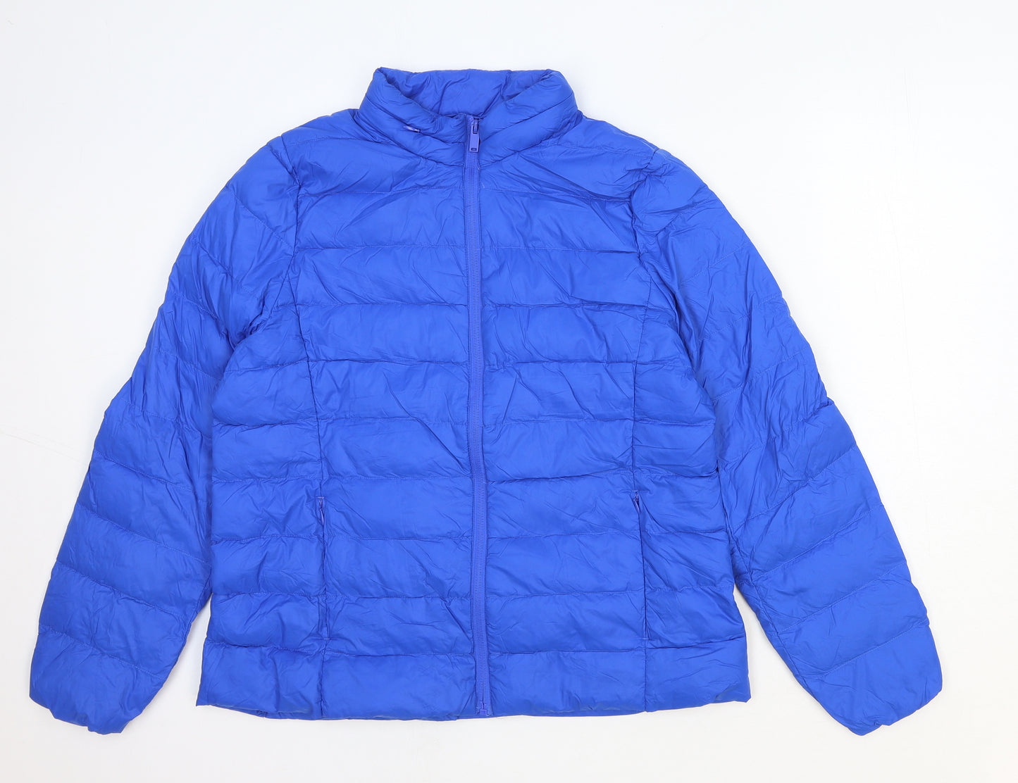 Marks and Spencer Womens Blue Quilted Jacket Size 14 Zip