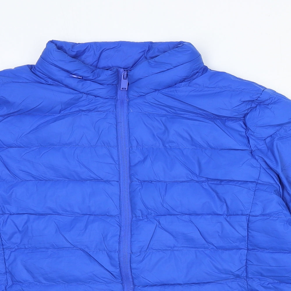 Marks and Spencer Womens Blue Quilted Jacket Size 14 Zip