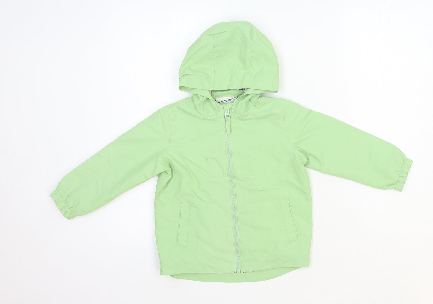 John Lewis Boys Green Rain Coat Coat Size 2-3 Years Zip