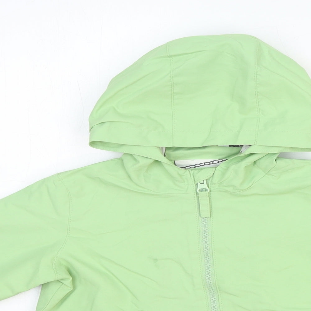 John Lewis Boys Green Rain Coat Coat Size 2-3 Years Zip