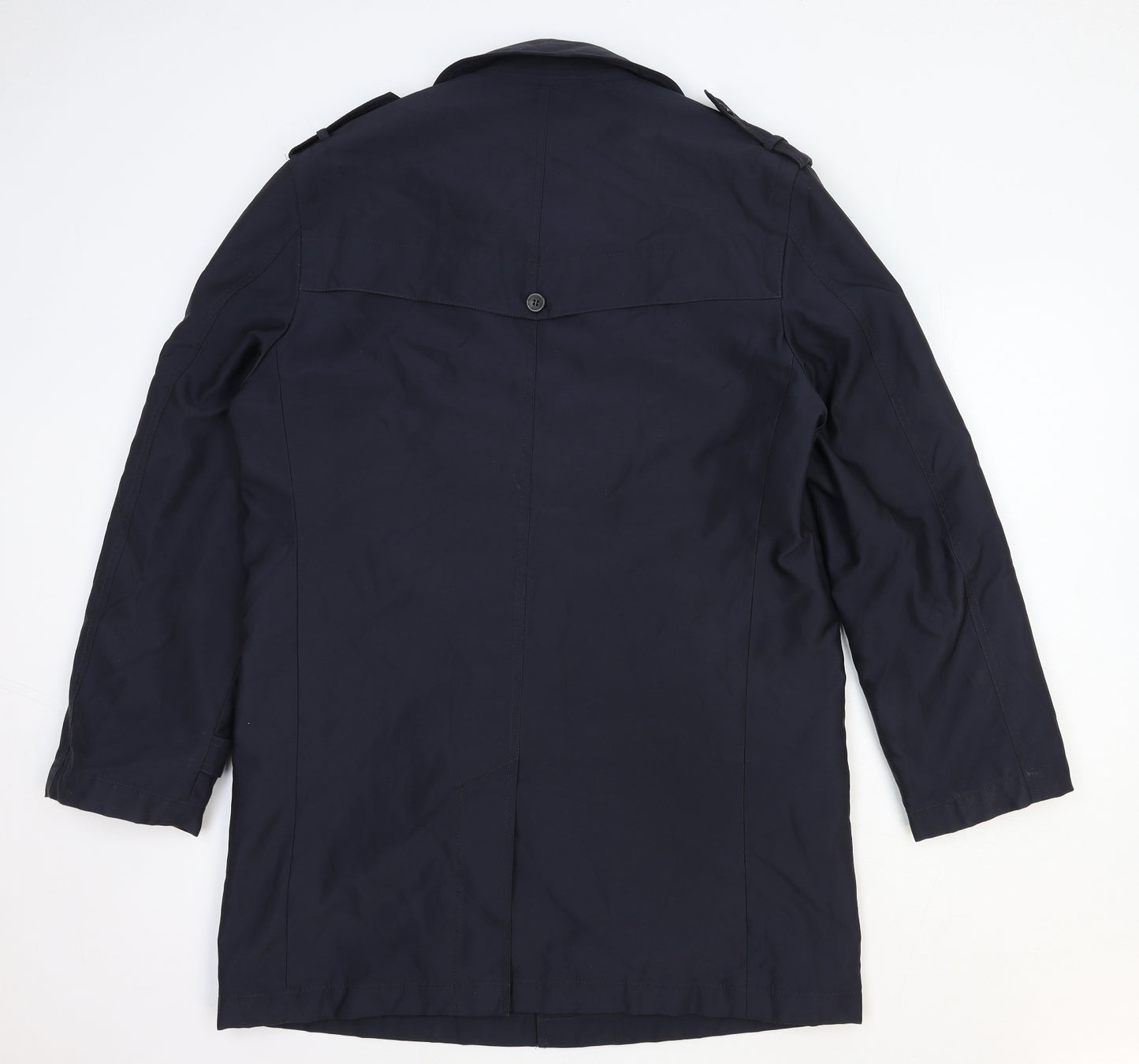 Marks and Spencer Mens Blue Overcoat Coat Size M Button