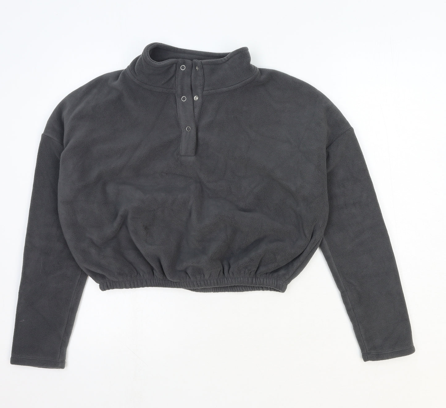 Preworn Womens Grey Polyester Pullover Sweatshirt Size XS Snap - Cropped