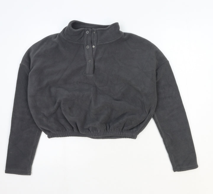 Preworn Womens Grey Polyester Pullover Sweatshirt Size XS Snap - Cropped