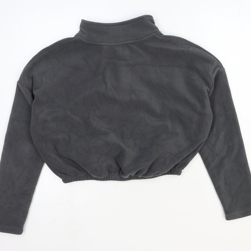 Preworn Womens Grey Polyester Pullover Sweatshirt Size XS Snap - Cropped