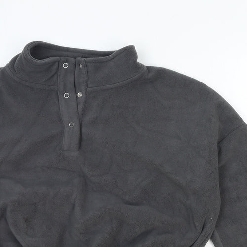 Preworn Womens Grey Polyester Pullover Sweatshirt Size XS Snap - Cropped
