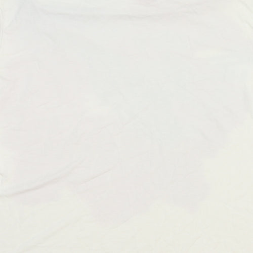 EWM Womens White Floral Viscose Basic T-Shirt Size M Cowl Neck