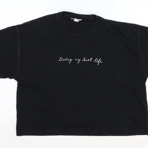 Topshop Womens Black Cotton Basic T-Shirt Size S Round Neck - Living my Best Life
