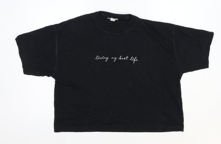 Topshop Womens Black Cotton Basic T-Shirt Size S Round Neck - Living my Best Life
