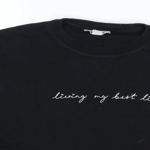 Topshop Womens Black Cotton Basic T-Shirt Size S Round Neck - Living my Best Life