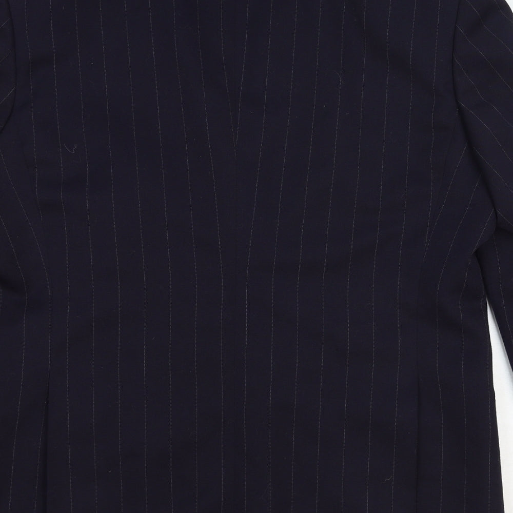 Preworn Mens Blue Striped Wool Jacket Suit Jacket Size 44 Regular