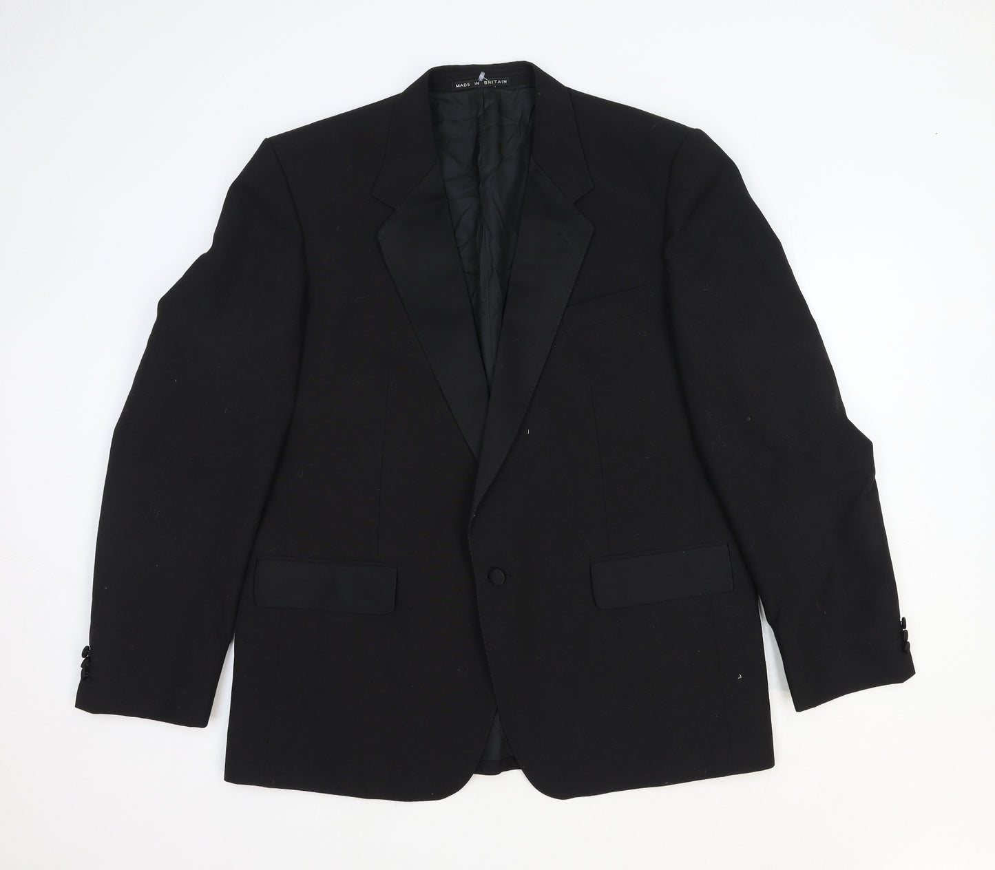 Dunn & Co Mens Black Wool Tuxedo Suit Jacket Size 44 Regular