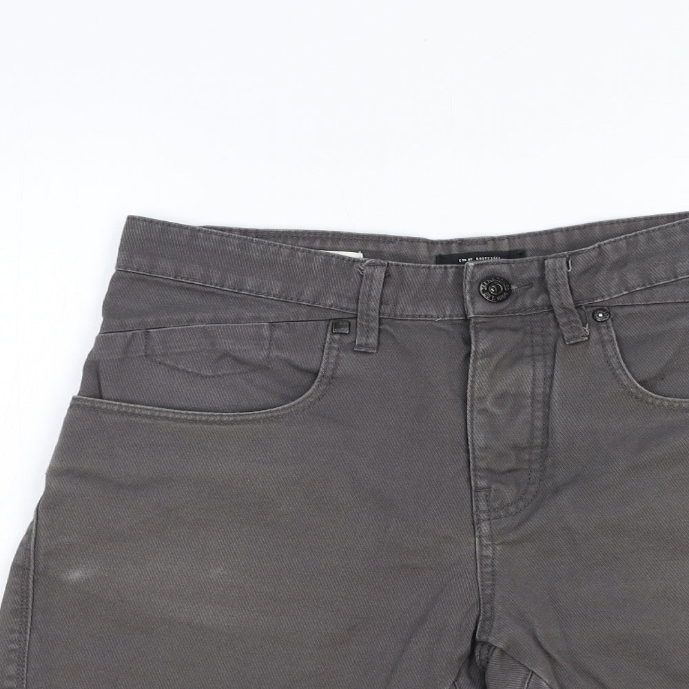 JACK & JONES Mens Grey Cotton Biker Shorts Size S Regular Zip