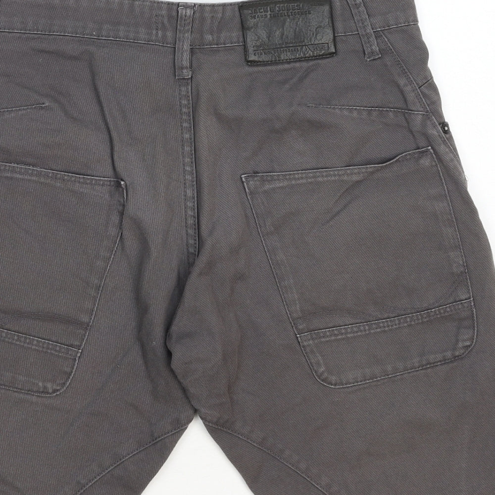 JACK & JONES Mens Grey Cotton Biker Shorts Size S Regular Zip