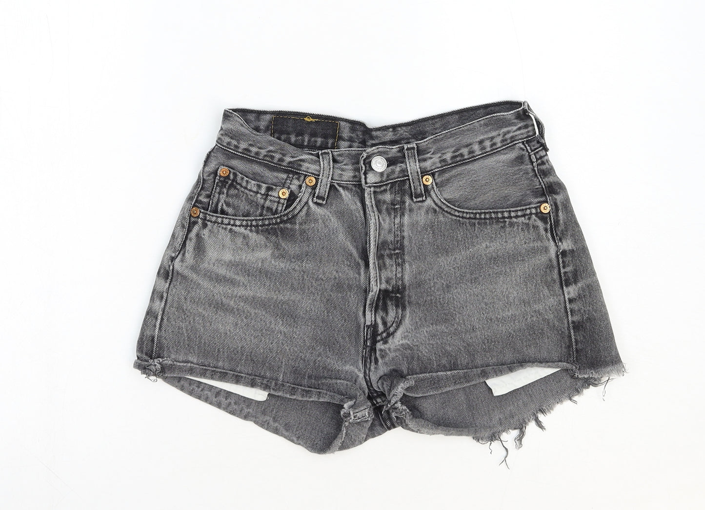 Levi's Womens Grey Cotton Hot Pants Shorts Size 27 in Regular Button