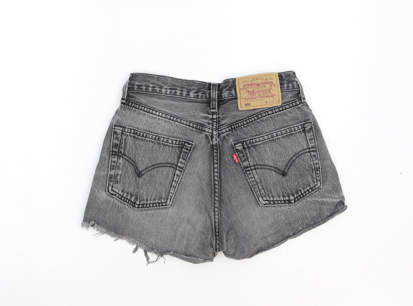 Levi's Womens Grey Cotton Hot Pants Shorts Size 27 in Regular Button
