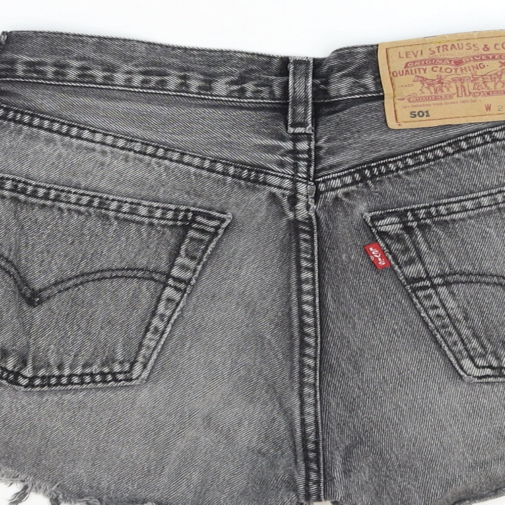 Levi's Womens Grey Cotton Hot Pants Shorts Size 27 in Regular Button