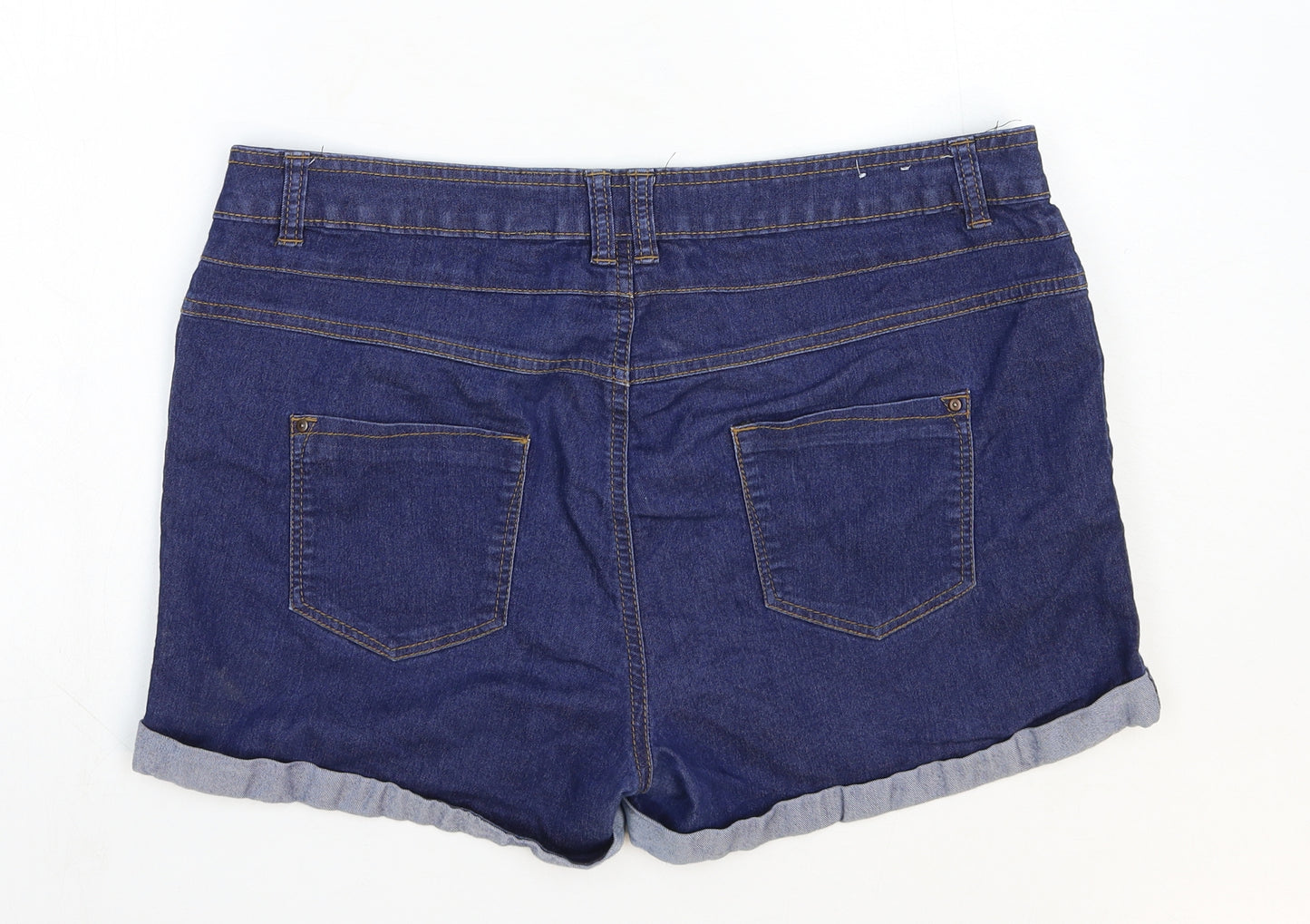 Yez Yez Womens Blue Cotton Hot Pants Shorts Size 16 Regular Zip