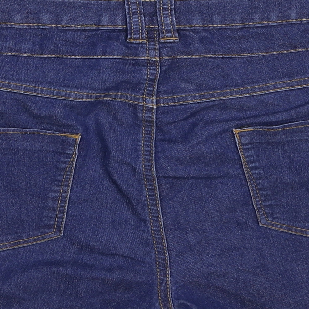 Yez Yez Womens Blue Cotton Hot Pants Shorts Size 16 Regular Zip