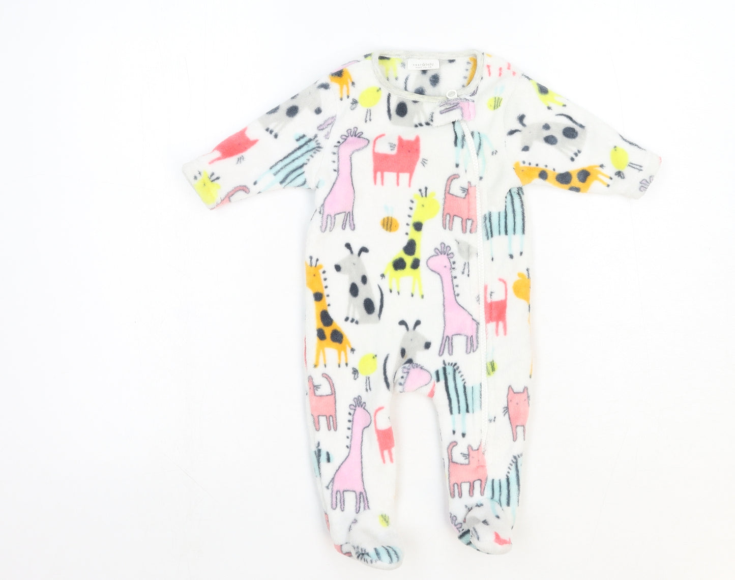 NEXT Baby Multicoloured Geometric Polyester Babygrow One-Piece Size 0-3 Months Zip - Cute Animals Print