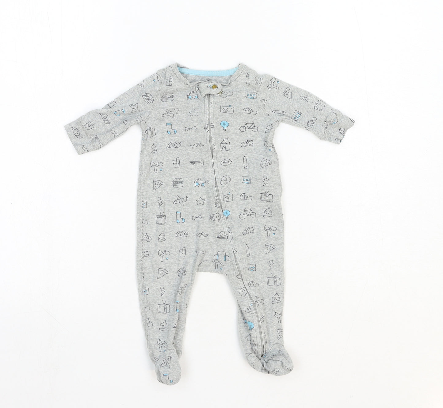 Baby GAP Baby Grey Geometric Cotton Babygrow One-Piece Size 0-3 Months Zip