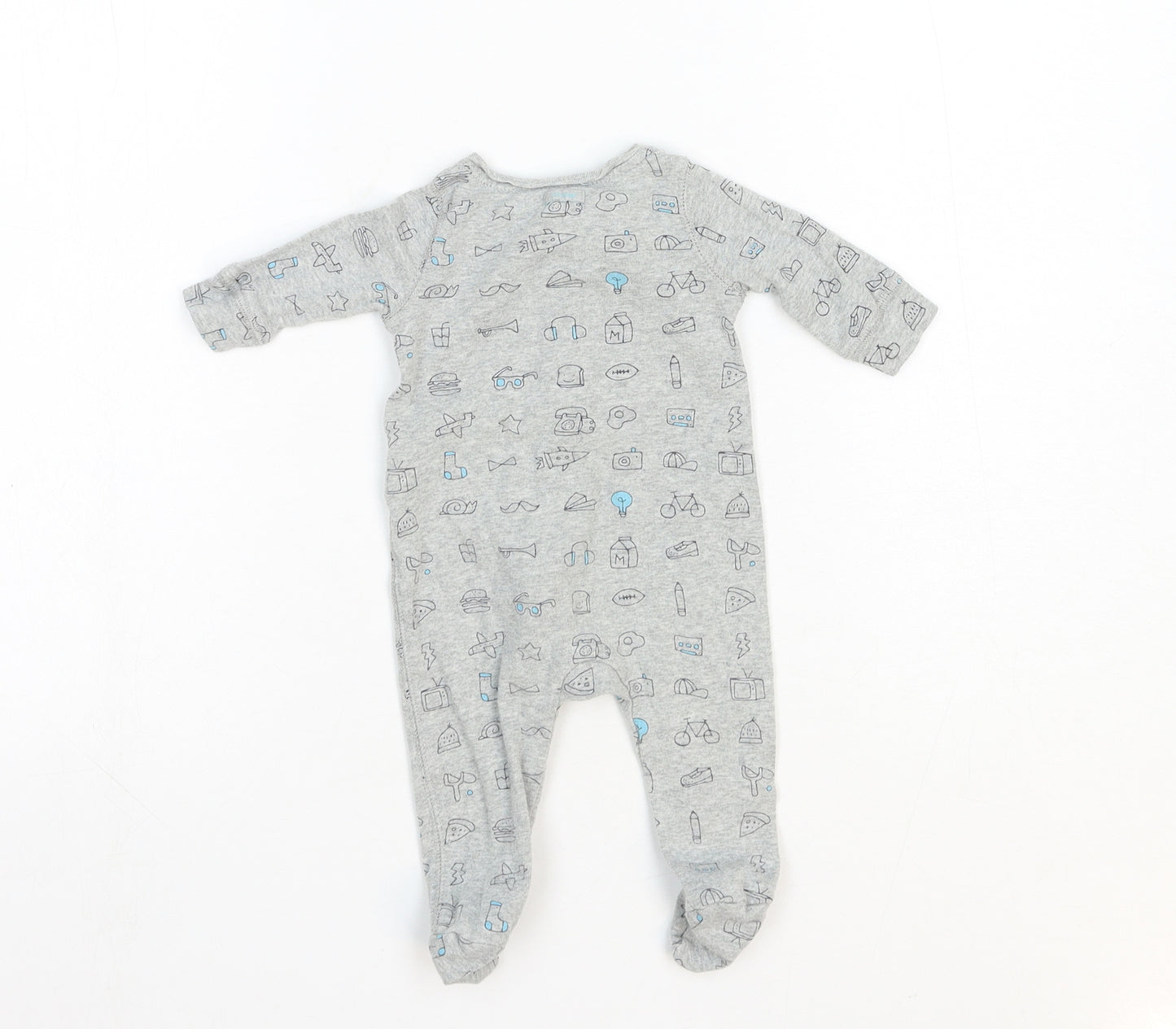 Baby GAP Baby Grey Geometric Cotton Babygrow One-Piece Size 0-3 Months Zip