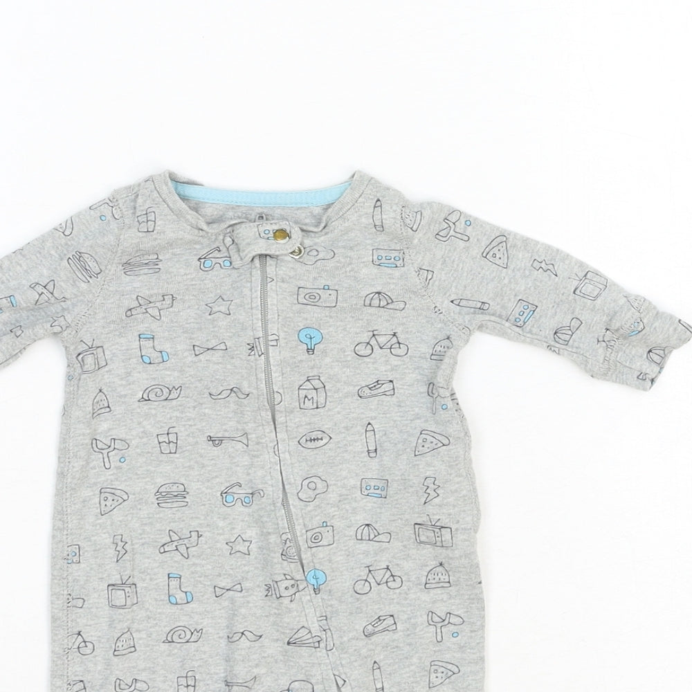 Baby GAP Baby Grey Geometric Cotton Babygrow One-Piece Size 0-3 Months Zip