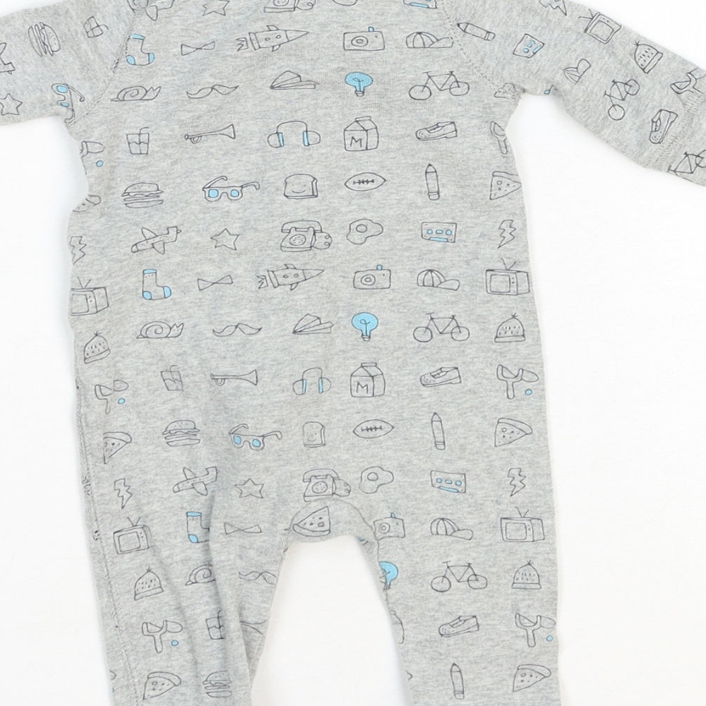 Baby GAP Baby Grey Geometric Cotton Babygrow One-Piece Size 0-3 Months Zip