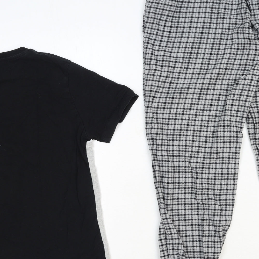 NEXT Boys Grey Check Cotton Pyjama Set Size 12 Years Drawstring - Don't Look Back