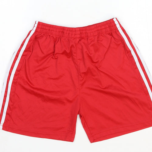 Preworn Womens Red Polyester Sweat Shorts Size L Regular Pull On