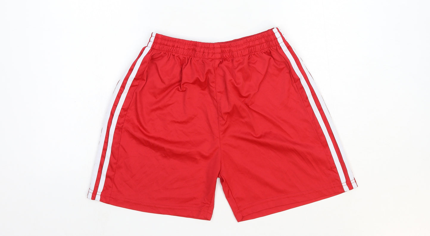 Preworn Womens Red Polyester Sweat Shorts Size L Regular Pull On