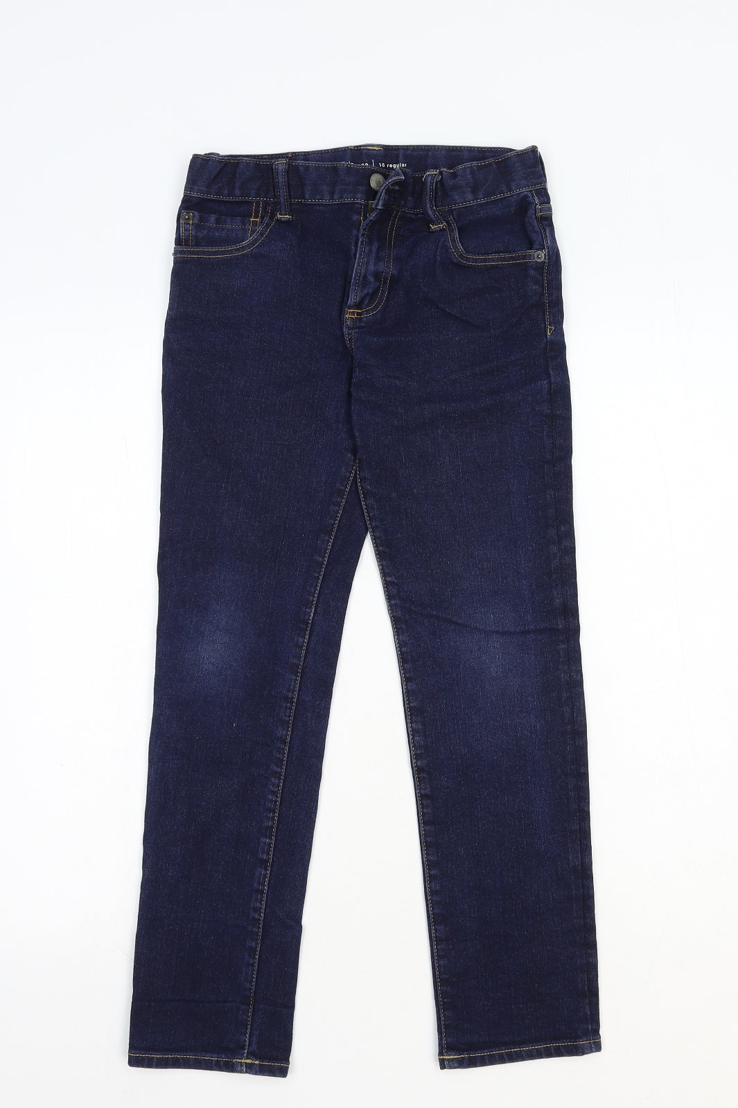 Gap Girls Blue Cotton Straight Jeans Size 10 Years Regular Zip