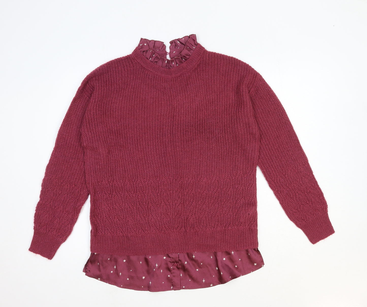 NEXT Womens Red Round Neck Cotton Pullover Jumper Size 12 - Shirt Insert