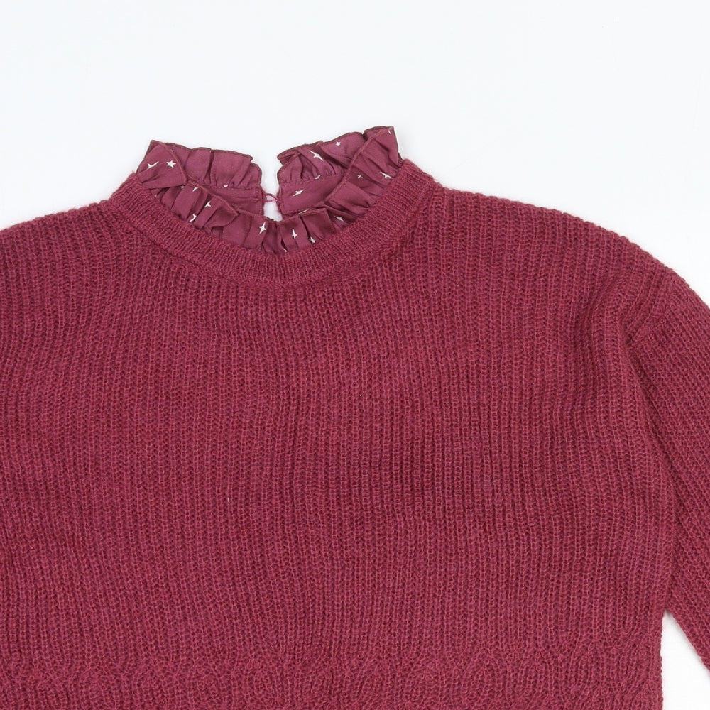NEXT Womens Red Round Neck Cotton Pullover Jumper Size 12 - Shirt Insert