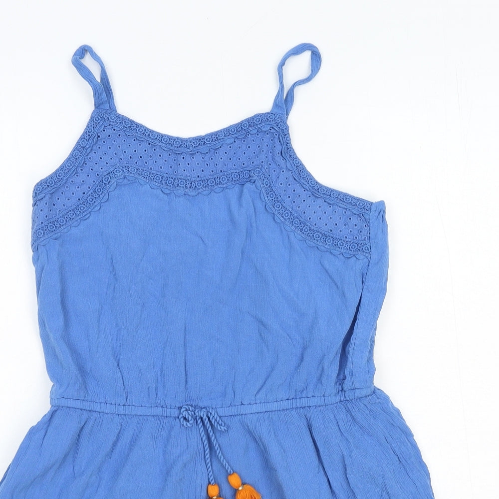 NEXT Girls Blue Cotton Playsuit One-Piece Size 11 Years Pullover